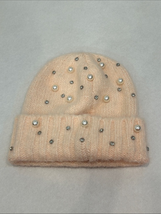 Maeve anthropologie apricot pastel pearl & Rhinestone Knit Beanie Women one size main image 9